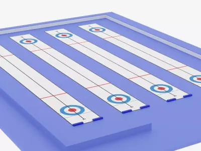 Cartoon Curling Rink Low-poly 3D model