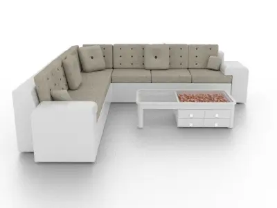 white sofa  Free low-poly 3D model