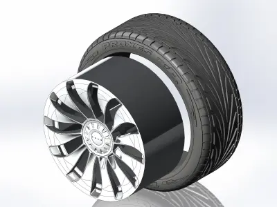 Wheel for scale model tire with realistic tread pattern 3 3D print model