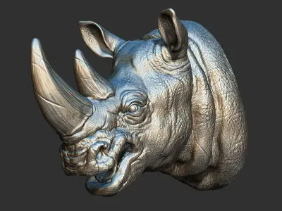 Rhinoceros angry head 3D print model