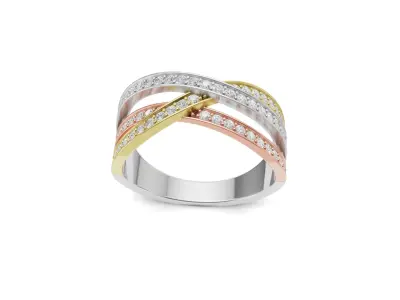 Tri-Color Diamond Ring - 3D Printable CAD Module 3D print model