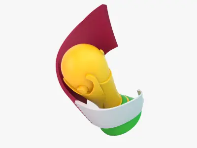 Trophy and Qatar Flag 3D model