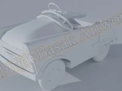 Classic 3D Car with Separate Parts for 3D Printing - Toy car 3D print model