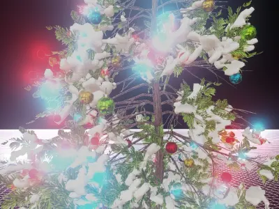 Christmas tree with snow and without snow 3D model