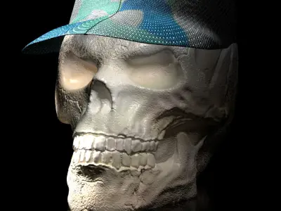 Skull with Basecup Hat hollow inside 3D print model