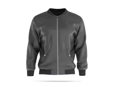 Black Bomber Jacket - mens casual puffer 3D model