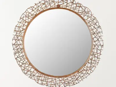 Ilasha Round Metal Wall Mirror 3D model