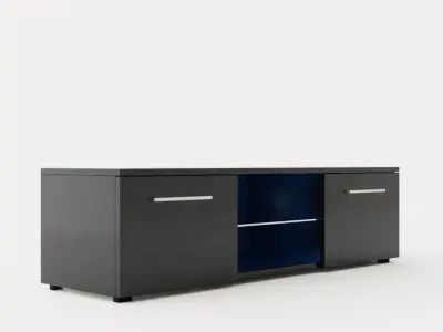 Storsjo TV Bench 140 Cm With Led Lighting Black Low-poly 3D model