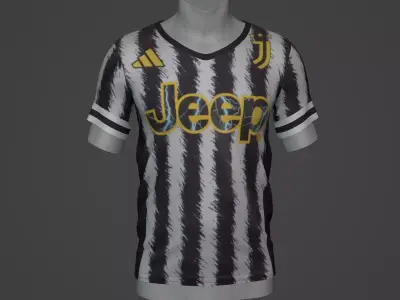 Juventus Football Jersey T-Shirt - Soccer Kit Low-poly 3D model