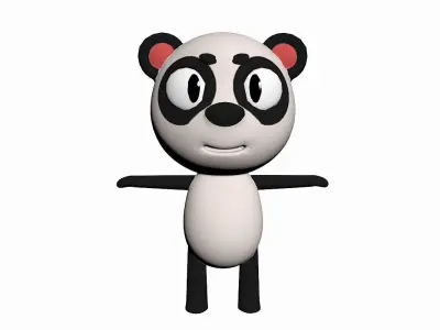 Cartoon Panda Character Low-poly 3D model