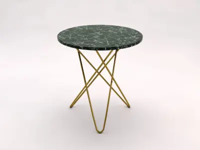 SIDE TABLE---Marble tray and brass crossed rods 3D model