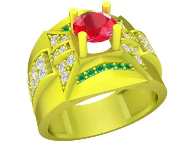 A5385 Luxury Asian Diamond Men Ring 3D Model 3D print model