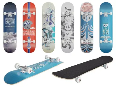 Skateboards BLENDER 3D Model Cycles 3D model