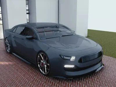 BLENDER EEVEE Brandless Small 4 door sedan Low-poly 3D model