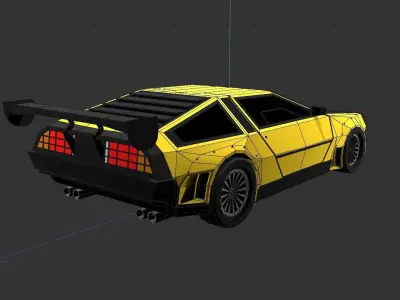 Furious 1981 DMC DeLorean Low-Poly Style Low-poly 3D model