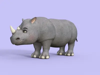 Cartoon Rhino Rigged 3D model