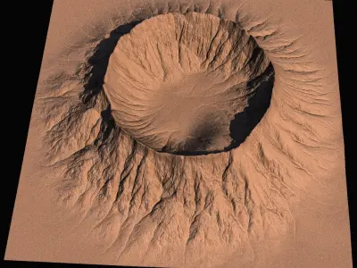 High-polly Desert Mountain Crater 3D model