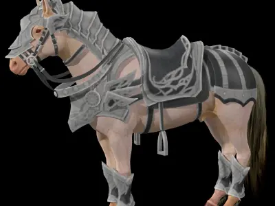 Knight Armored Horse Rig Low-poly 3D model