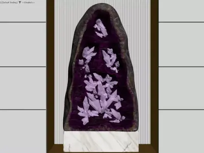 Luxury Interior with Amethyst Crystal Geode Decorative Art 3D model