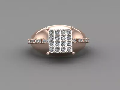 Rose Gold Women Diamond Ring 3D print model 3D print model 23