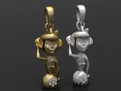 gold girl pendant 3D printable model  3D print model