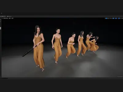 Woman in Overall - Modular - Rigged Low-poly 3D model