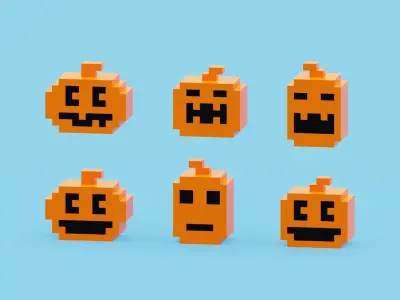 Halloween Pumpkin Low-poly 3D model