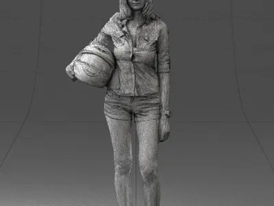 000022 Girl with motorcycle helmet 0623 3dp 3D print model
