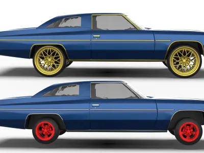 Chevy Impala 2 door two vers of Donk and Lowride wheels 3D print model