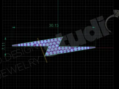 High luxury thunder with gems pendant in 3d model 3D print model