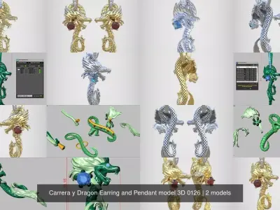 Dragon Earring and Pendant model 3D 0126 3D Model Pack
