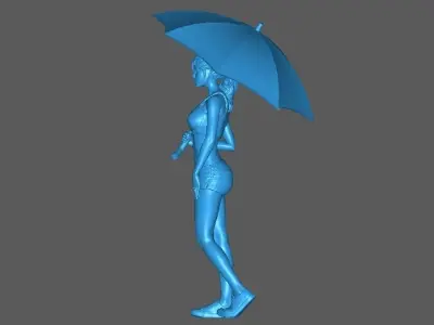 Figure Kelly umbrella girl 1-64 scale diorama miniature 3D print model