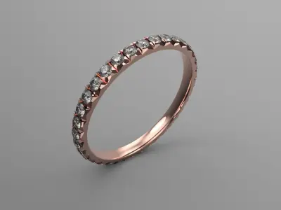 Eternity Minimum Metal Ring French or Fishtail Diamond setting  3D print model