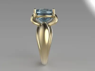 Elegant Gold Ring with Blue Gemstone  oval stone 10x8   3D Model 3D print model