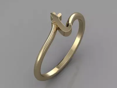Alphabet Ring T 3D print model