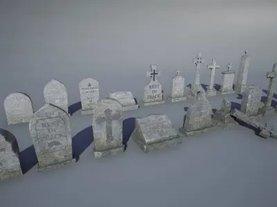 Tombstone PACK UE4 Unity PBR Low-poly 3D model