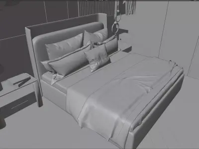 Modern Bedroom Interior Scene 3D model purchase