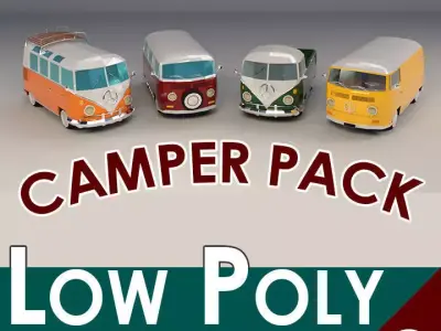 Low-Poly Cartoon Camper Pack