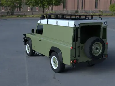 Land Rover Defender 110 Hard Top w chassis and interior HDRI 3D model