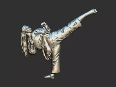 Karate Girl Relief Pendant 3D print model