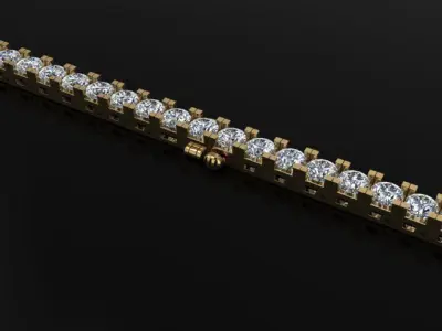Box Style Diamond Tennis Bracelet 4mm 3D print model