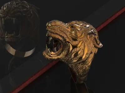 Carrera y Carrera Bestiario Tiger gold ring 3D print model