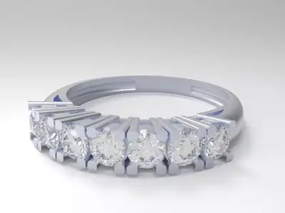 Elegant Seven-Stone Ring 3D print model