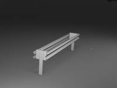 W-Beam Highway Guardrail System - Modular Road Barrier 3D Model 3D model