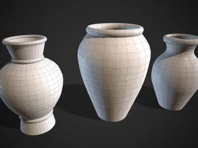 Clay Pots Vase Low-poly 3D model
