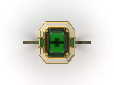 luxury jewelry emerald gemstone stl 3dm gold ring model jr0259 3D print model
