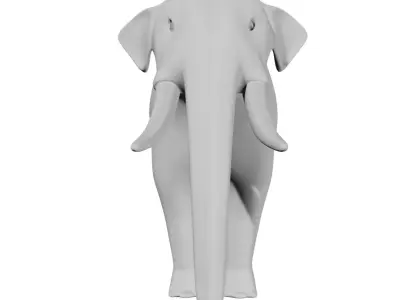 Elephant with tusks 3D model 2