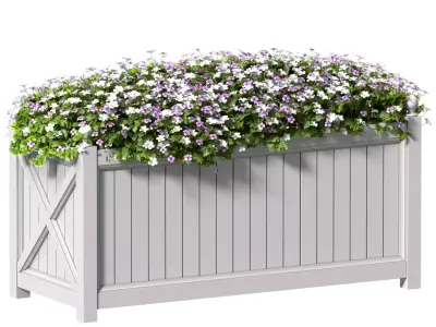 Flowers in Planter Box for decoration Garden Plant Flowerpot 3D model