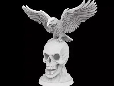 Raven on Skull Gothic Sculpture 3D P 3D print model