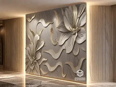 modern panel wall decor set wall relief mural CNC 109 3D model